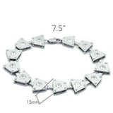 Alamode Matte Rhodium & Rhodium Brass Bracelet with AAA Grade CZ in Clear - Alamode - Flyclothing LLC