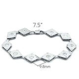 Alamode Matte Rhodium & Rhodium Brass Bracelet with AAA Grade CZ in Clear - Alamode - Flyclothing LLC