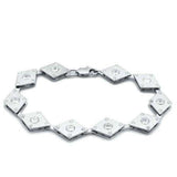 Alamode Matte Rhodium & Rhodium Brass Bracelet with AAA Grade CZ in Clear - Alamode - Flyclothing LLC