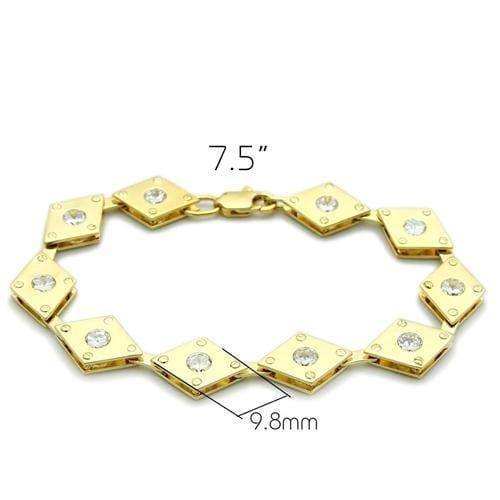 Alamode Matte Gold & Gold Brass Bracelet with AAA Grade CZ in Clear - Alamode - Flyclothing LLC