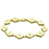 Alamode Matte Gold & Gold Brass Bracelet with AAA Grade CZ in Clear - Alamode - Flyclothing LLC