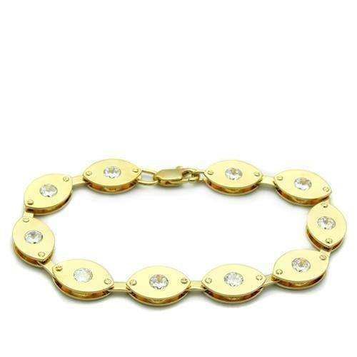 Alamode Matte Gold & Gold Brass Bracelet with AAA Grade CZ in Clear - Alamode - Flyclothing LLC