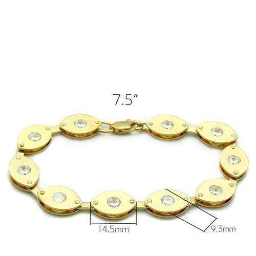 Alamode Matte Gold & Gold Brass Bracelet with AAA Grade CZ in Clear - Alamode - Flyclothing LLC