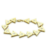 Alamode Matte Gold & Gold Brass Bracelet with AAA Grade CZ in Clear - Alamode - Flyclothing LLC