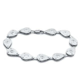 Alamode Matte Rhodium & Rhodium Brass Bracelet with AAA Grade CZ in Clear - Alamode - Flyclothing LLC