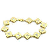 Alamode Matte Gold & Gold Brass Bracelet with AAA Grade CZ in Clear - Alamode - Flyclothing LLC