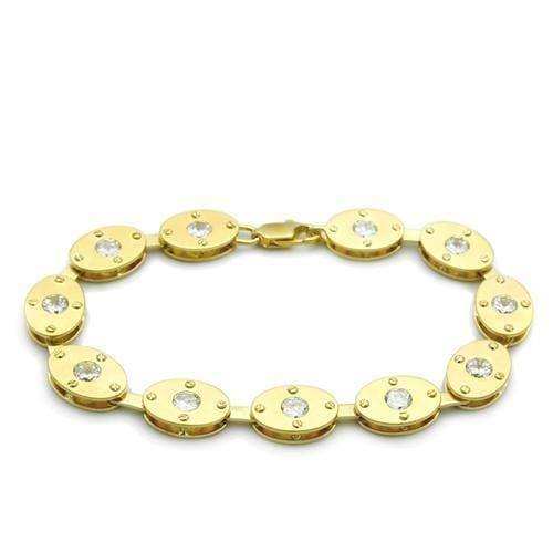 Alamode Matte Gold & Gold Brass Bracelet with AAA Grade CZ in Clear - Alamode - Flyclothing LLC