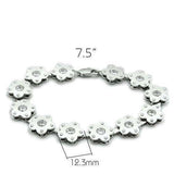 Alamode Matte Rhodium & Rhodium Brass Bracelet with AAA Grade CZ in Clear - Alamode - Flyclothing LLC