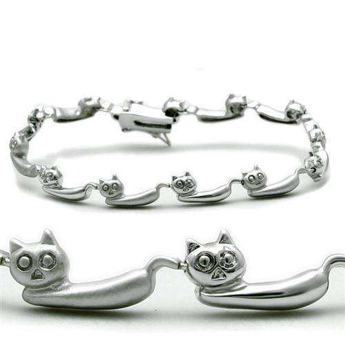 Alamode Matte Rhodium & Rhodium Brass Bracelet with No Stone - Alamode - Flyclothing LLC