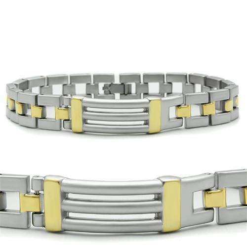 Alamode Matte Rhodium & Gold White Metal Bracelet with No Stone - Alamode - Flyclothing LLC