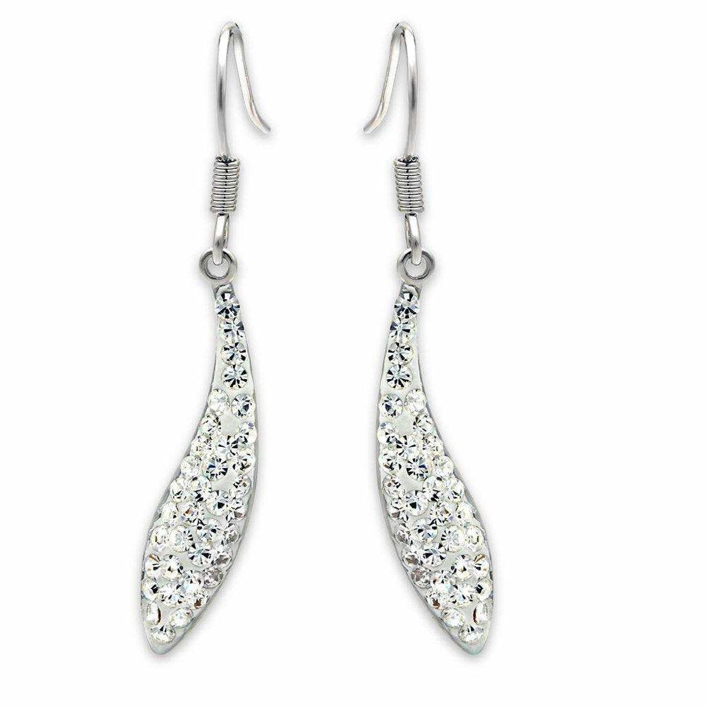 Alamode Rhodium Brass Earrings with Top Grade Crystal in Clear - Alamode - Flyclothing LLC