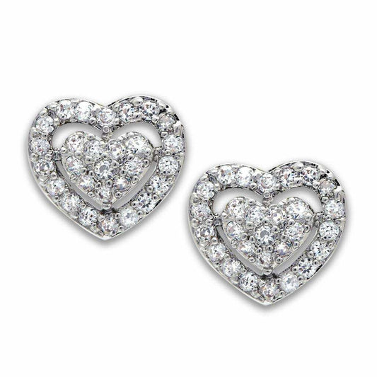 Alamode Rhodium Brass Earrings with AAA Grade CZ in Clear - Alamode - Flyclothing LLC