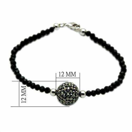 Alamode Rhodium + Ruthenium Brass Bracelet with Top Grade Crystal in Jet - Alamode - Flyclothing LLC