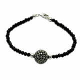 Alamode Rhodium + Ruthenium Brass Bracelet with Top Grade Crystal in Jet - Alamode - Flyclothing LLC