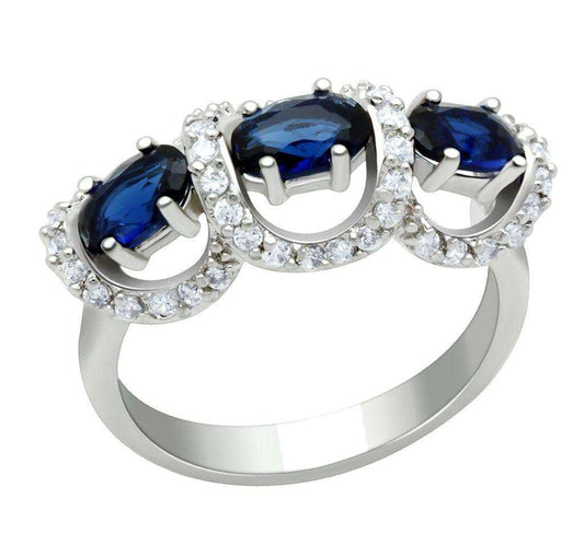 Alamode Rhodium Brass Ring with Synthetic Synthetic Glass in Montana - Alamode - Flyclothing LLC