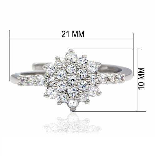 Alamode Rhodium Brass Ring with AAA Grade CZ in Clear - Alamode - Flyclothing LLC
