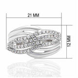 Alamode Rhodium Brass Ring with AAA Grade CZ in Clear - Alamode - Flyclothing LLC