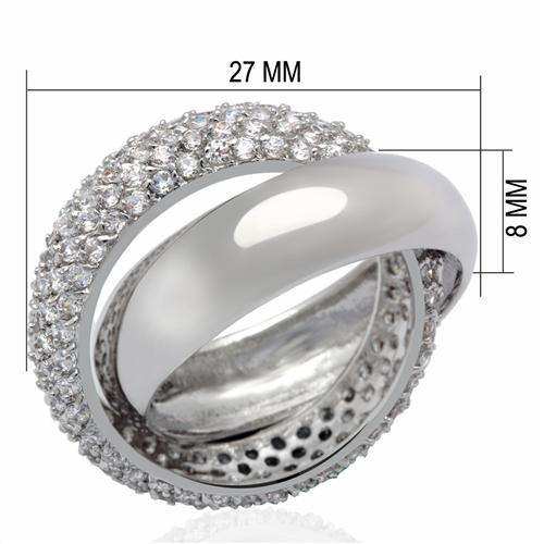 Alamode Rhodium Brass Ring with AAA Grade CZ in Clear - Alamode - Flyclothing LLC