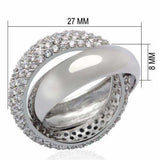 Alamode Rhodium Brass Ring with AAA Grade CZ in Clear - Alamode - Flyclothing LLC