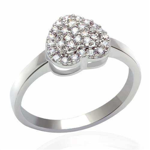Alamode Rhodium Brass Ring with AAA Grade CZ in Clear - Alamode - Flyclothing LLC