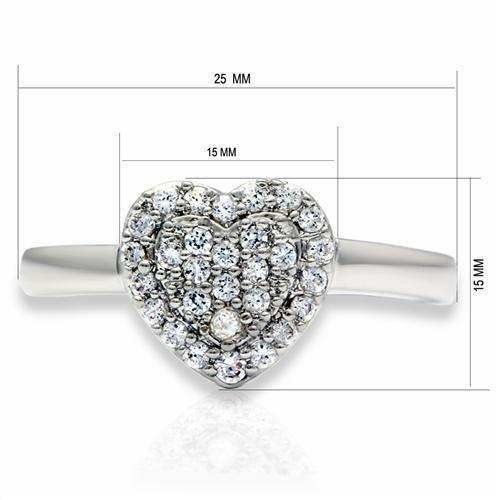 Alamode Rhodium Brass Ring with AAA Grade CZ in Clear - Alamode - Flyclothing LLC