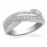 Alamode Rhodium Brass Ring with AAA Grade CZ in Clear - Alamode - Flyclothing LLC