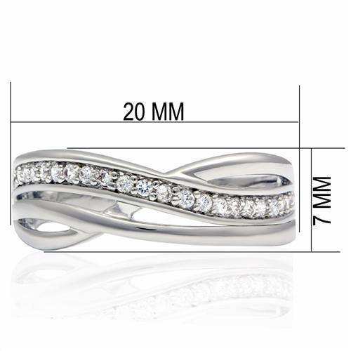 Alamode Rhodium Brass Ring with AAA Grade CZ in Clear - Alamode - Flyclothing LLC