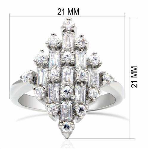 Alamode Rhodium Brass Ring with AAA Grade CZ in Clear - Alamode - Flyclothing LLC