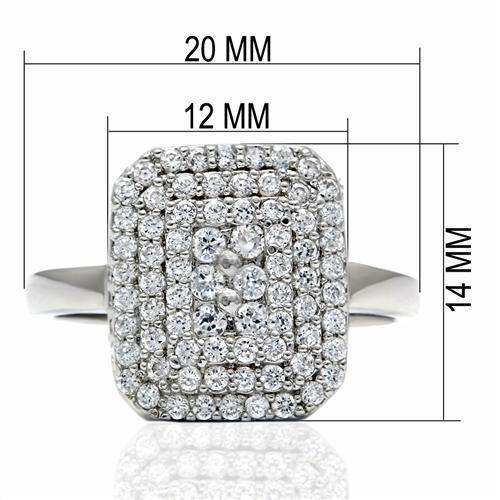 Alamode Rhodium Brass Ring with AAA Grade CZ in Clear - Alamode - Flyclothing LLC