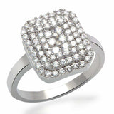 Alamode Rhodium Brass Ring with AAA Grade CZ in Clear - Alamode - Flyclothing LLC