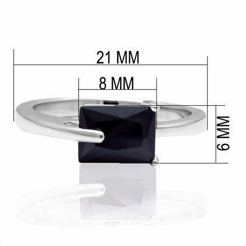 Alamode Rhodium Brass Ring with AAA Grade CZ in Jet - Alamode - Flyclothing LLC