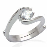 Alamode Rhodium Brass Ring with AAA Grade CZ in Clear - Alamode - Flyclothing LLC