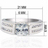 Alamode Rhodium Brass Ring with AAA Grade CZ in Clear - Alamode - Flyclothing LLC