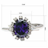 Alamode Rhodium Brass Ring with AAA Grade CZ in Amethyst - Alamode - Flyclothing LLC