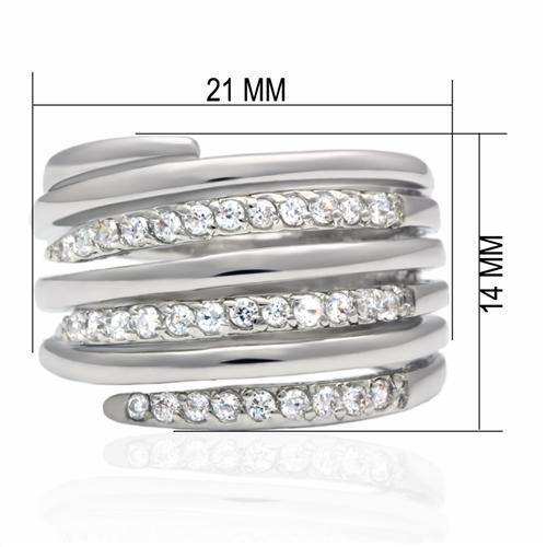 Alamode Rhodium Brass Ring with AAA Grade CZ in Clear - Alamode - Flyclothing LLC