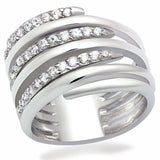 Alamode Rhodium Brass Ring with AAA Grade CZ in Clear - Alamode - Flyclothing LLC