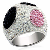 Alamode Rhodium + Ruthenium Brass Ring with Top Grade Crystal in Multi Color - Alamode - Flyclothing LLC
