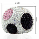 Alamode Rhodium + Ruthenium Brass Ring with Top Grade Crystal in Multi Color - Alamode - Flyclothing LLC
