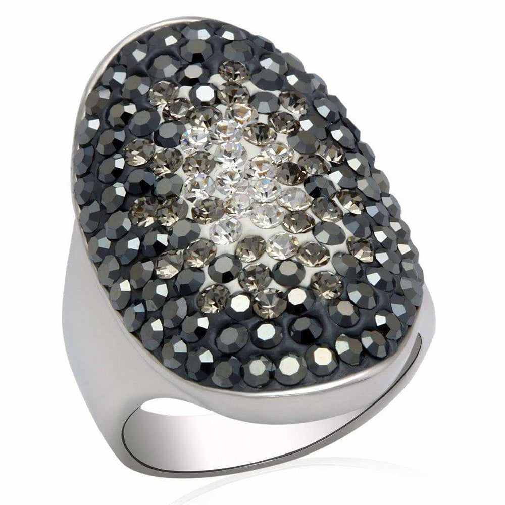 Alamode Rhodium Brass Ring with Top Grade Crystal in Multi Color - Alamode - Flyclothing LLC