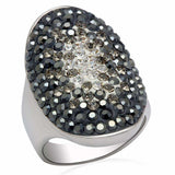 Alamode Rhodium Brass Ring with Top Grade Crystal in Multi Color - Alamode - Flyclothing LLC