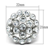 Alamode Rhodium Brass Ring with Top Grade Crystal in Clear - Alamode - Flyclothing LLC