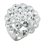 Alamode Rhodium Brass Ring with Top Grade Crystal in Clear - Alamode - Flyclothing LLC