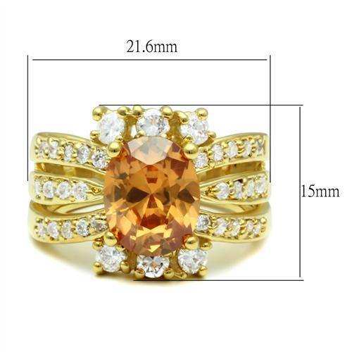 Alamode Gold Brass Ring with AAA Grade CZ in Champagne - Alamode - Flyclothing LLC