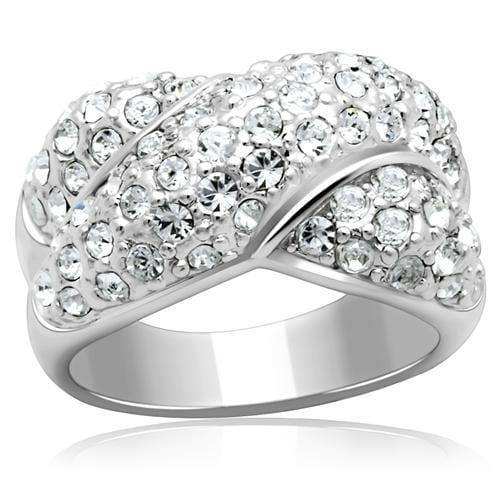 Alamode Rhodium Brass Ring with Top Grade Crystal in Clear - Alamode - Flyclothing LLC