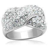 Alamode Rhodium Brass Ring with Top Grade Crystal in Clear - Alamode - Flyclothing LLC