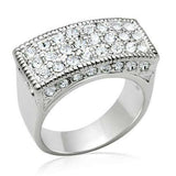 Alamode Rhodium Brass Ring with Top Grade Crystal in Clear - Alamode - Flyclothing LLC