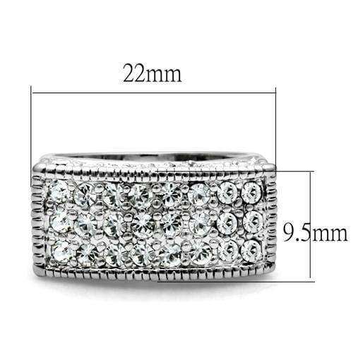 Alamode Rhodium Brass Ring with Top Grade Crystal in Clear - Alamode - Flyclothing LLC