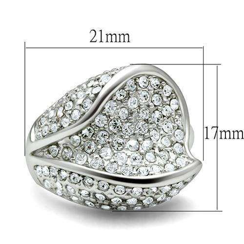 Alamode Rhodium Brass Ring with Top Grade Crystal in Clear - Alamode - Flyclothing LLC