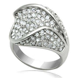 Alamode Rhodium Brass Ring with Top Grade Crystal in Clear - Alamode - Flyclothing LLC