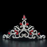 Alamode Imitation Rhodium Brass Tiaras & Hair Clip with Top Grade Crystal in Ruby - Alamode - Flyclothing LLC